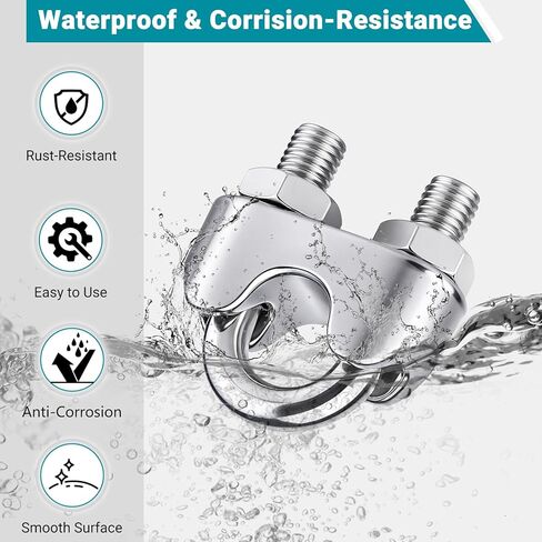25Pcs 3/16 inch Stainless Steel Wire Rope Cable Clamp,M4 Wire Rope Clamp For Various Commercial, Industrial, And Residential Projects in Saudi Arabia