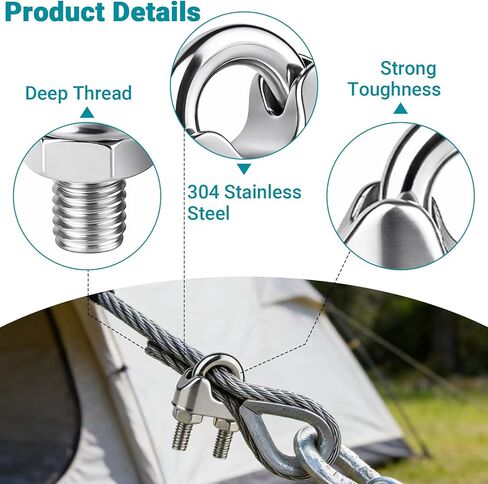 25Pcs 3/16 inch Stainless Steel Wire Rope Cable Clamp,M4 Wire Rope Clamp For Various Commercial, Industrial, And Residential Projects in Saudi Arabia
