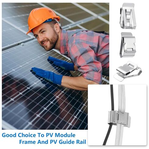 100 Pcs Stainless Steel Cable Cord S Clips Solar Panel Cables Photovoltaic Double Wire Trailer Wire Clips for PV Wiring Boat Frame Management Clip, 0.2 Inch to 0.3 Inch in Rope Capacity, Silver in Saudi Arabia