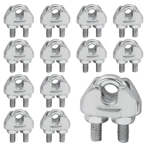 12 Pack 304 Stainless Steel M5 Wire Rope Clamps - 3/16" U Bolt Cable Clips for Marine/Outdoor/Construction, Heavy Duty Saddle Fasteners in Saudi Arabia