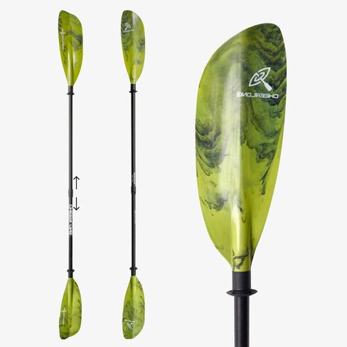 CHEERLONG Kayak Paddle - Fiberglass Shaft with Reinforced Polycarbonate Paddle - Beautiful and Lightweight, Adjustable Canoe Paddle, Mountain-Green Paddle, More Beautiful - Perfect for Play in Saudi Arabia