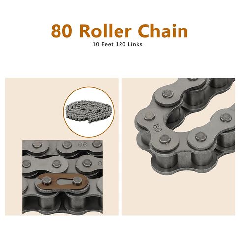 kimllier 80 Roller Chain 10 Feet with 1 Connecting Links, Carbon Steel, 120 Links in Saudi Arabia