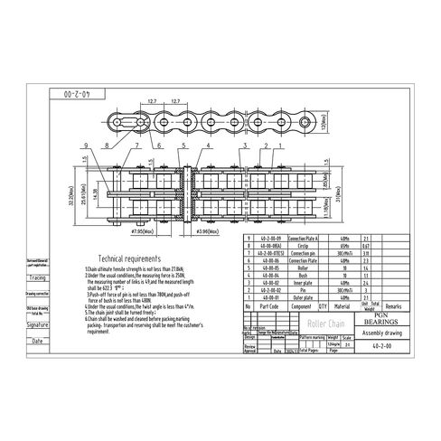 PGN #40-2 سلسلة أسطوانية مزدوجة الجديلة × 10 أقدام + 2 وصلات توصيل in Kuwait