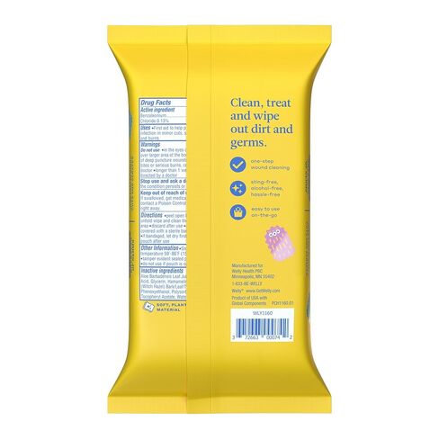 Welly First Aid Antiseptic Wipes 40ct | Sting-Free BZK Wipes for Cleaning Minor Cuts and Scrapes | 40 Count Pack in Kuwait