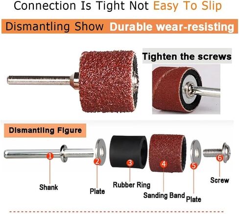 100pcs 320 Grit Drum Sanding Bands Sleeves with 2 Mandrels for Rotary Tools Wood Polishing in Kuwait