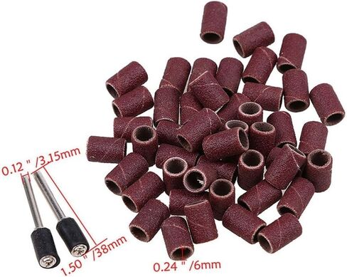100pcs 320 Grit Drum Sanding Bands Sleeves with 2 Mandrels for Rotary Tools Wood Polishing in Kuwait