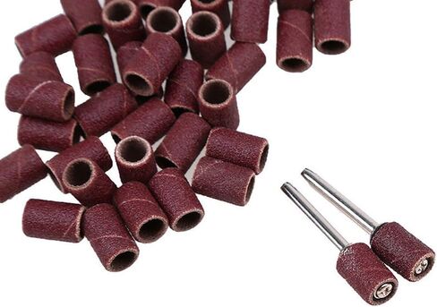 100pcs 320 Grit Drum Sanding Bands Sleeves with 2 Mandrels for Rotary Tools Wood Polishing in Kuwait