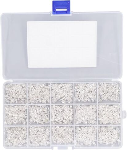 GIFTER 750 قطعة من الثنائيات الباعثة للضوء LED الواضحة مع صندوق تخزين مشرق للمشروعات اليدوية والتجارب الإلكترونية للعلوم المدرسية ومؤشرات إشارة ديكور السيارة in Kuwait