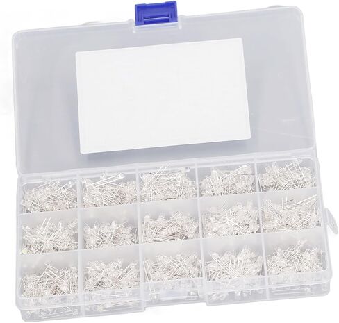 GIFTER 750 قطعة من الثنائيات الباعثة للضوء LED الواضحة مع صندوق تخزين مشرق للمشروعات اليدوية والتجارب الإلكترونية للعلوم المدرسية ومؤشرات إشارة ديكور السيارة in Kuwait