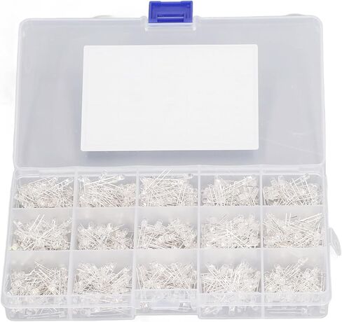 GIFTER 750 قطعة من الثنائيات الباعثة للضوء LED الواضحة مع صندوق تخزين مشرق للمشروعات اليدوية والتجارب الإلكترونية للعلوم المدرسية ومؤشرات إشارة ديكور السيارة in Kuwait