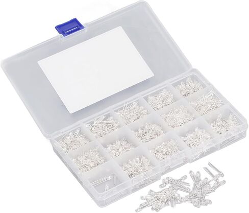 GIFTER 750 قطعة من الثنائيات الباعثة للضوء LED الواضحة مع صندوق تخزين مشرق للمشروعات اليدوية والتجارب الإلكترونية للعلوم المدرسية ومؤشرات إشارة ديكور السيارة in Kuwait