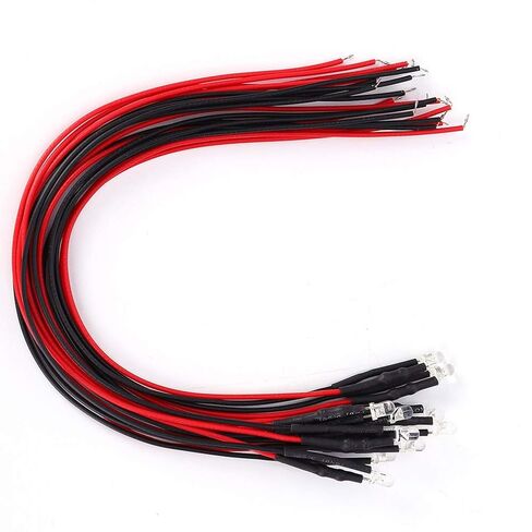 Fafeicy LED صمام ثنائي باعث للضوء سلكي 50 قطعة رأس مستدير مضيء خافت للضوء خرز توصيل مستقيم 12 فولت 3 مم لمشاريع ديكور المنزل بنفسك in Kuwait