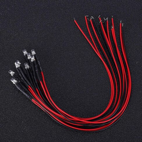 Fafeicy LED صمام ثنائي باعث للضوء سلكي 50 قطعة رأس مستدير مضيء خافت للضوء خرز توصيل مستقيم 12 فولت 3 مم لمشاريع ديكور المنزل بنفسك in Kuwait