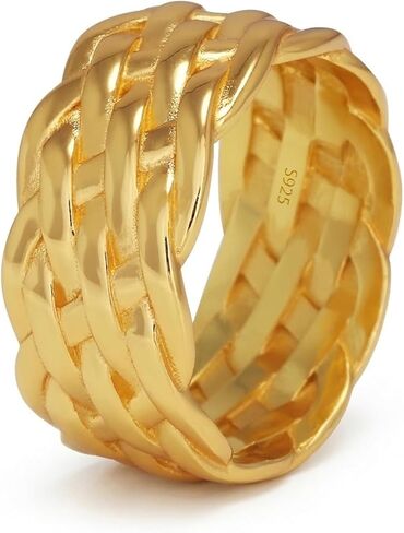 925 sterling Silver 9mm chunky rope Rope Ring ، Comfort Fit Fit Twist Band Fand for Men and Women ، Us Airsts 6-13 in Kuwait