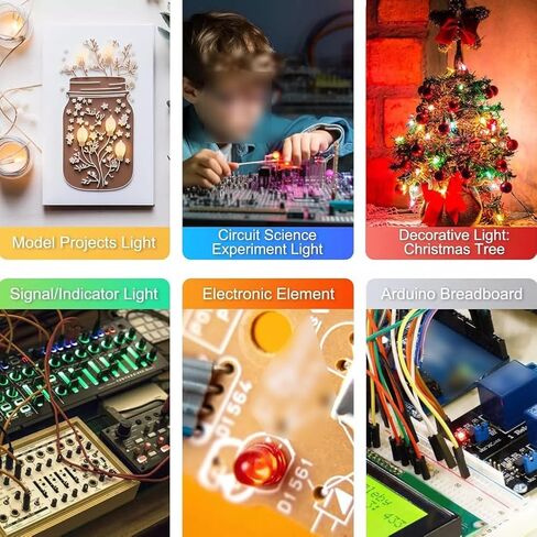 300 Pieces LED Diode Assortment Kit, 3mm and 5mm Multicolor Emitting Diodes Light Bulbs in Red, Green, Blue, Yellow, White, 3V 20mA for Electronics Projects, Christmas Lights, and DIY Crafts in Saudi Arabia
