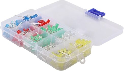 300 Pieces LED Diode Assortment Kit, 3mm and 5mm Multicolor Emitting Diodes Light Bulbs in Red, Green, Blue, Yellow, White, 3V 20mA for Electronics Projects, Christmas Lights, and DIY Crafts in Saudi Arabia