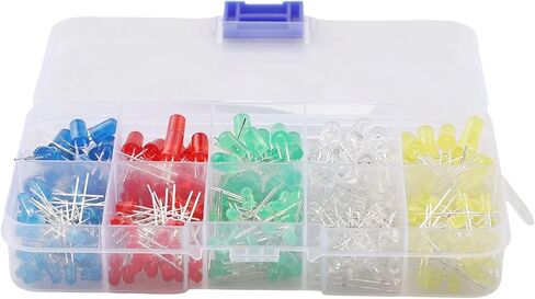 300 Pieces LED Diode Assortment Kit, 3mm and 5mm Multicolor Emitting Diodes Light Bulbs in Red, Green, Blue, Yellow, White, 3V 20mA for Electronics Projects, Christmas Lights, and DIY Crafts in Saudi Arabia
