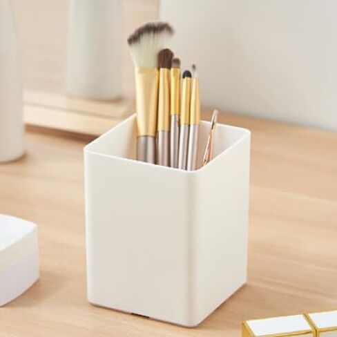 Square Plastic Pen Holder for Desk – Office Stationery & Makeup Brush Storage Container for Home & Workspace in Saudi Arabia