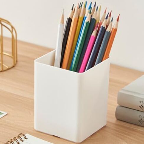 Square Plastic Pen Holder for Desk – Office Stationery & Makeup Brush Storage Container for Home & Workspace in Saudi Arabia