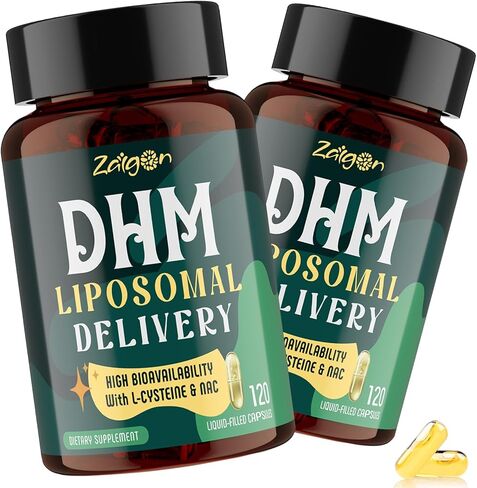 مكملات مخلفات DHM ، والشفاء في الصباح بعد مساعدة الكحول ، 1000 مللي غليغ ثنائي هيدروميتيرين مع الحليب الشوك ، الشوارد ، NAC ، فيتامين B&L Cysteine للتعليق ودعم الكبد ، 120 كبسولة in Kuwait