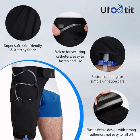 Catheter Leg Bag Holder - Breathable Fabric, Stay-in-Place Urine Bag Stabilization Device for Men & Women,Black(S-M) Ufootit in Saudi Arabia