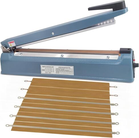 ماكينة سدادة حرارية 8 بوصة 5 مم لأكياس مايلر البلاستيكية، هيكل معدني، مع 6 قطع بديلة (بما في ذلك خطي قطع) in Kuwait