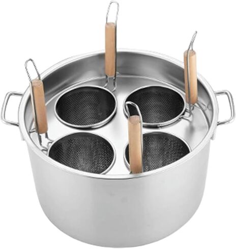 Stainless Steel 4-Hole Pasta Cooker Set, Multipots with Divider & Color Strainer, Heavy-Duty Cooking Pots for Commercial Use, Ideal for Boiling Pasta & Sauces in Saudi Arabia