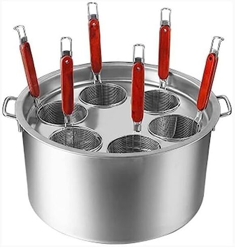 Pasta Pots Cooking Pot Commercial Pasta Cooker Set, Pasta Cooking Cookware with Divider and Colander Strainer, Stainless Steel Stock Pot/One Color/6 Hole in Saudi Arabia