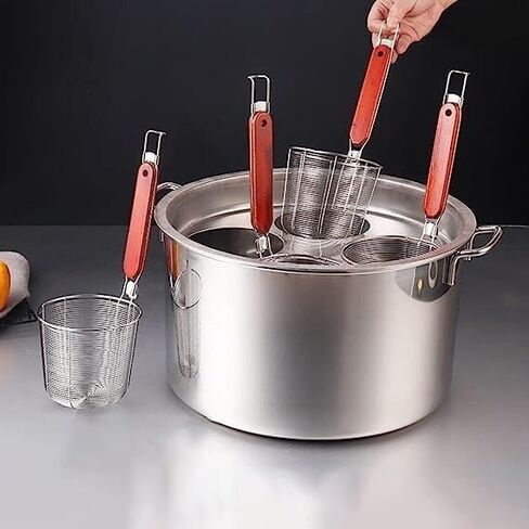 Pasta Pots Cooking Pot Commercial Pasta Cooker Set, Pasta Cooking Cookware with Divider and Colander Strainer, Stainless Steel Stock Pot/One Color/6 Hole in Saudi Arabia