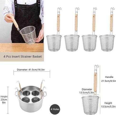 Multifunctional Pasta Cooker with Divider & Colander Strainer - Stainless Steel Stock Pot for Home & Commercial Kitchen Cooking in Saudi Arabia