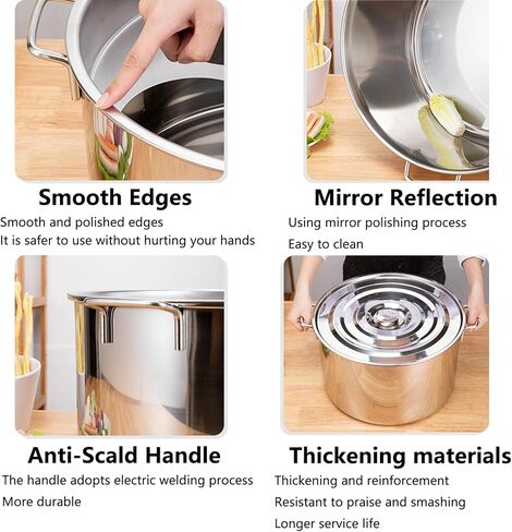 Multifunctional Pasta Cooker with Divider & Colander Strainer - Stainless Steel Stock Pot for Home & Commercial Kitchen Cooking in Saudi Arabia
