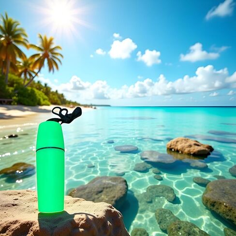 Green Waterproof Container Bottle Holder with Lanyard - Floating Dry Box for Kayak, Canoe, Boat, Diving, and Snorkeling - Watertight Plastic Case with Hook and O-Ring Seal for Outdoor Activities in Saudi Arabia