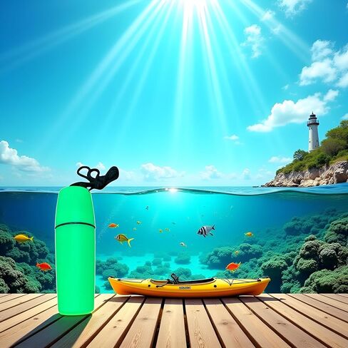 Green Waterproof Container Bottle Holder with Lanyard - Floating Dry Box for Kayak, Canoe, Boat, Diving, and Snorkeling - Watertight Plastic Case with Hook and O-Ring Seal for Outdoor Activities in Saudi Arabia