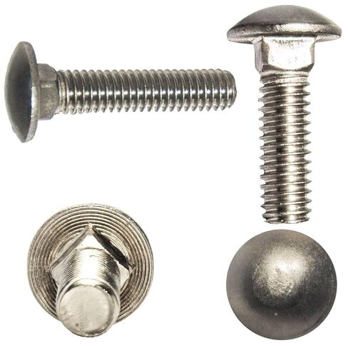 10-24 x 1 Carriage Bolts, Round Head, Square Neck, Stainless Steel 18-8, Full Thread, Plain Finish, Flat Point, Quantity 50 by Fastenere in Saudi Arabia