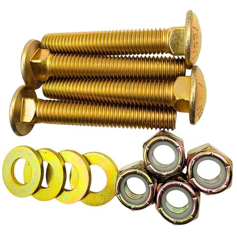1/2"-13 x 3 Grade 8 Carriage Bolts (4-Pack) – Heavy-Duty Coarse Thread Bolts with Flat Washers & Nylon Lock Nuts –Round Head Square Neck SAE J429 Anti-Vibration 3.0" in Saudi Arabia