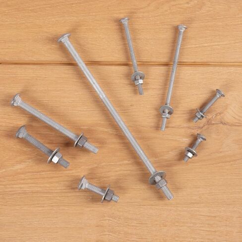 5/16" x 6" Carriage Bolts (25 PCS), Hot Dip Galvanized, Heavy Duty Round Head with Washers and Nuts in Kuwait