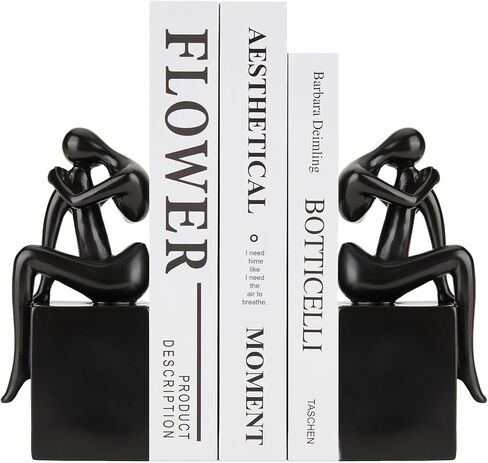 Gold Book Ends Decorative, Girl Thinker Design, Modern Book Ends for Shelves, Non-Skid Heavy Duty Resin Book Stopper for Books, Resin, 1Pair/2Piece in Kuwait