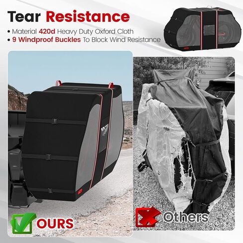 Bike Cover for Transport On Rack, Bicycle Road Bike Covers for Electric Bikes Outdoor Storage Waterproof for Transport 2 Bikes on Car Rear, with License Plate Window, Visible tail lights in Kuwait