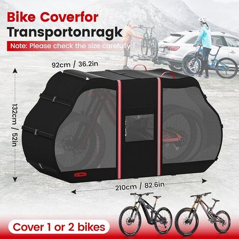 Bike Cover for Transport On Rack, Bicycle Road Bike Covers for Electric Bikes Outdoor Storage Waterproof for Transport 2 Bikes on Car Rear, with License Plate Window, Visible tail lights in Kuwait