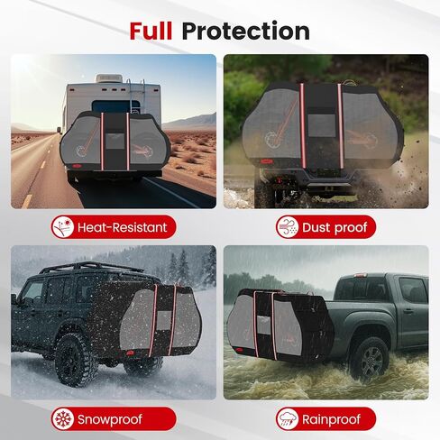 Bike Cover for Transport On Rack, Bicycle Road Bike Covers for Electric Bikes Outdoor Storage Waterproof for Transport 2 Bikes on Car Rear, with License Plate Window, Visible tail lights in Kuwait