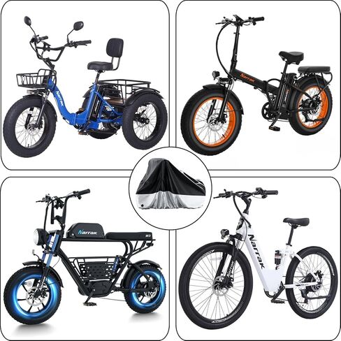 غطاء دراجة ثلاثية العجلات للكبار، غطاء دراجة مقاوم للماء بثلاث عجلات مع فتحات قفل شريطية عاكسة لتخزين الدراجات في الهواء الطلق، غطاء مقاوم للرياح شديد التحمل للدراجات ثلاثية العجلات (أسود وفضي) in Kuwait