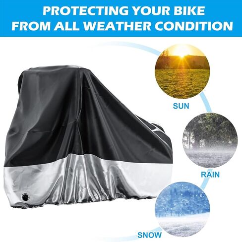Adult Tricycle Cover,Waterproof 3 Wheeled Bike Cover with Reflective Strip Lock Holes for Outdoor Bicycle Storage, Heavy Duty Windproof Cover for Tricycle Trike Bikes (Black&Sliver) in Saudi Arabia