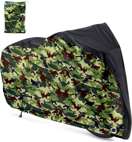 Roctee Bicycle Cover Waterproof Wind Rain Snow Proof Outdoor Mountain Bike Road Travel Bike Cycle Covers with Storage Bag, 78.7''(L) * 27.6''(W) * 43.3''(H) for XL Size (Black & Camo) in Kuwait