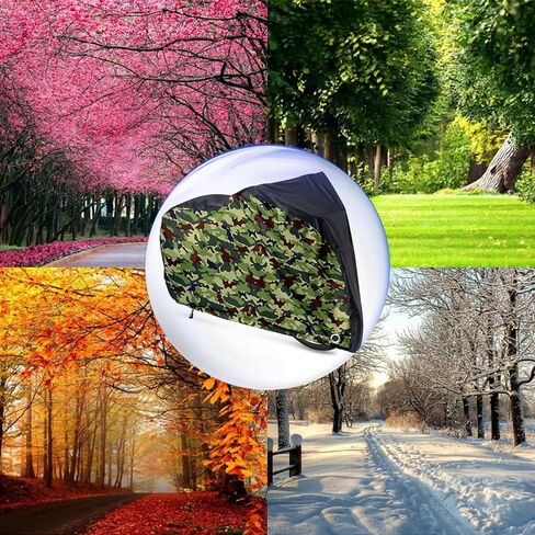 Roctee Bicycle Cover Waterproof Wind Rain Snow Proof Outdoor Mountain Bike Road Travel Bike Cycle Covers with Storage Bag, 78.7''(L) * 27.6''(W) * 43.3''(H) for XL Size (Black & Camo) in Kuwait