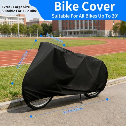 غطاء دراجة مقاوم للماء في الهواء الطلق - غطاء دراجة بتصميم مدبب مقاس 82.7 × 43.3 بوصة لدراجات الجبال والطرق، واقي عالي الكثافة من أشعة الشمس فوق البنفسجية مع حاشية مرنة، أساسي للركاب خفيف الوزن in Kuwait