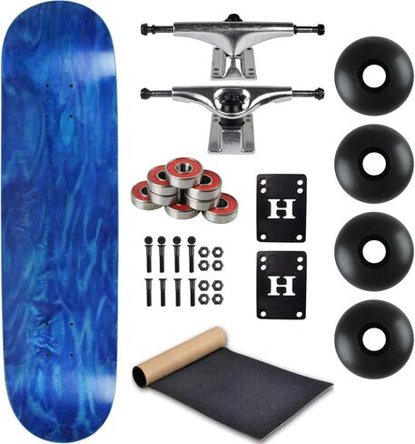 لوح تزلج كامل من Moose مع شاحنات فضية وعجلات سوداء (أزرق ملون، 8.25 بوصة) in Kuwait