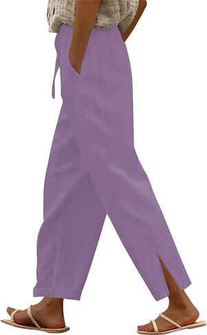 Women's Baggy Cotton Pants Wide Leg Drawstring Palazzo Harem Pants Summer Loose Beach Travel Vacation Trousers in Saudi Arabia