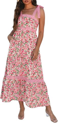 المرأة غير الرسمية اللباس بلا أكيام من الدانتيل ربط حزام مربع عنق الإمبراطورية الخصر خط الفستان ماكسي لفصل الربيع الصيف in Kuwait