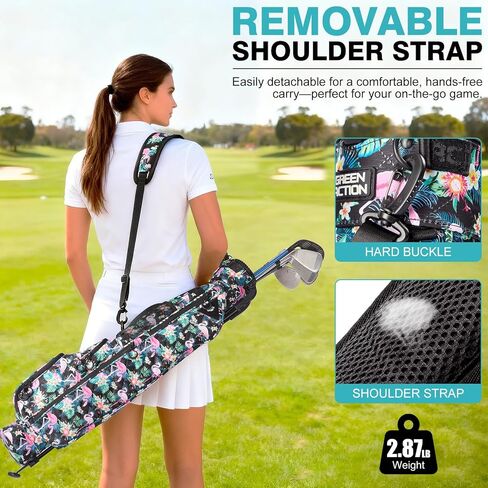 Sunday Golf Bag with Strap & Stand, Lightweight Golf Stand Bags with Two-Way Divider/Cooler Pocket, Golf Club Bags Holds 5-6 Clubs for Driving Range, Par 3 and Standard Courses in Saudi Arabia