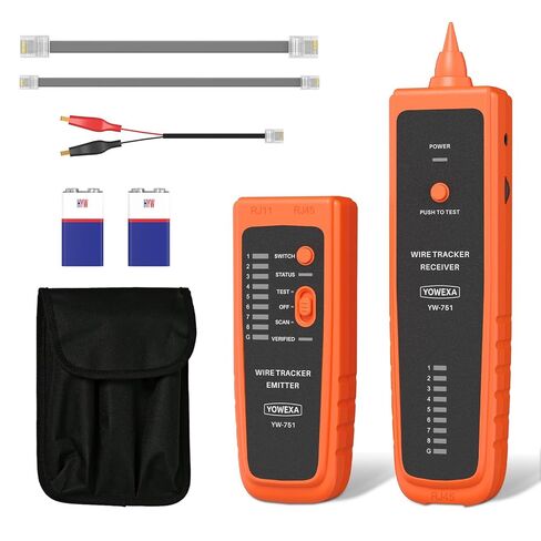 Network Cable Tester, YOWEXA Digital Signal Wire Tracer, RJ45 RJ11, for CAT5/6/POE/STP, Supports Continuity Test & Wire Mapping, for Ethernet, Telephone Line, Electrical Cable Sorting & Maintenance in Kuwait